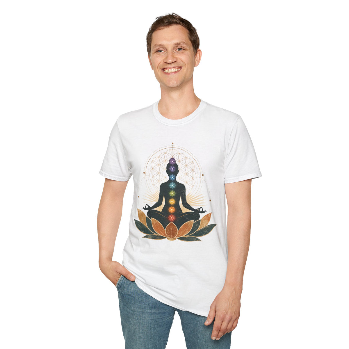 Chakra Meditation T-Shirt — Lotus & Flower of Life Yoga Tee
