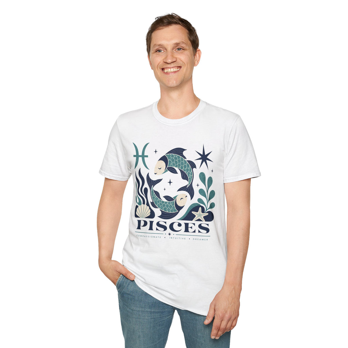 Pisces Zodiac T-Shirt — Illustrated Fish Astrology Tee
