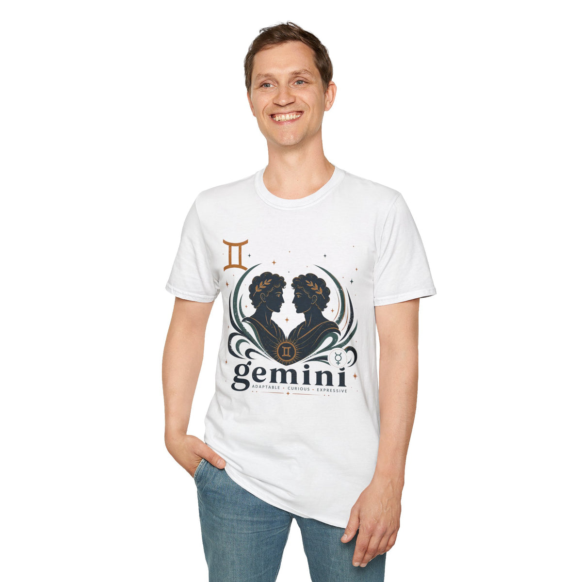 Gemini Zodiac T-Shirt — Twin Silhouette Astrology Tee