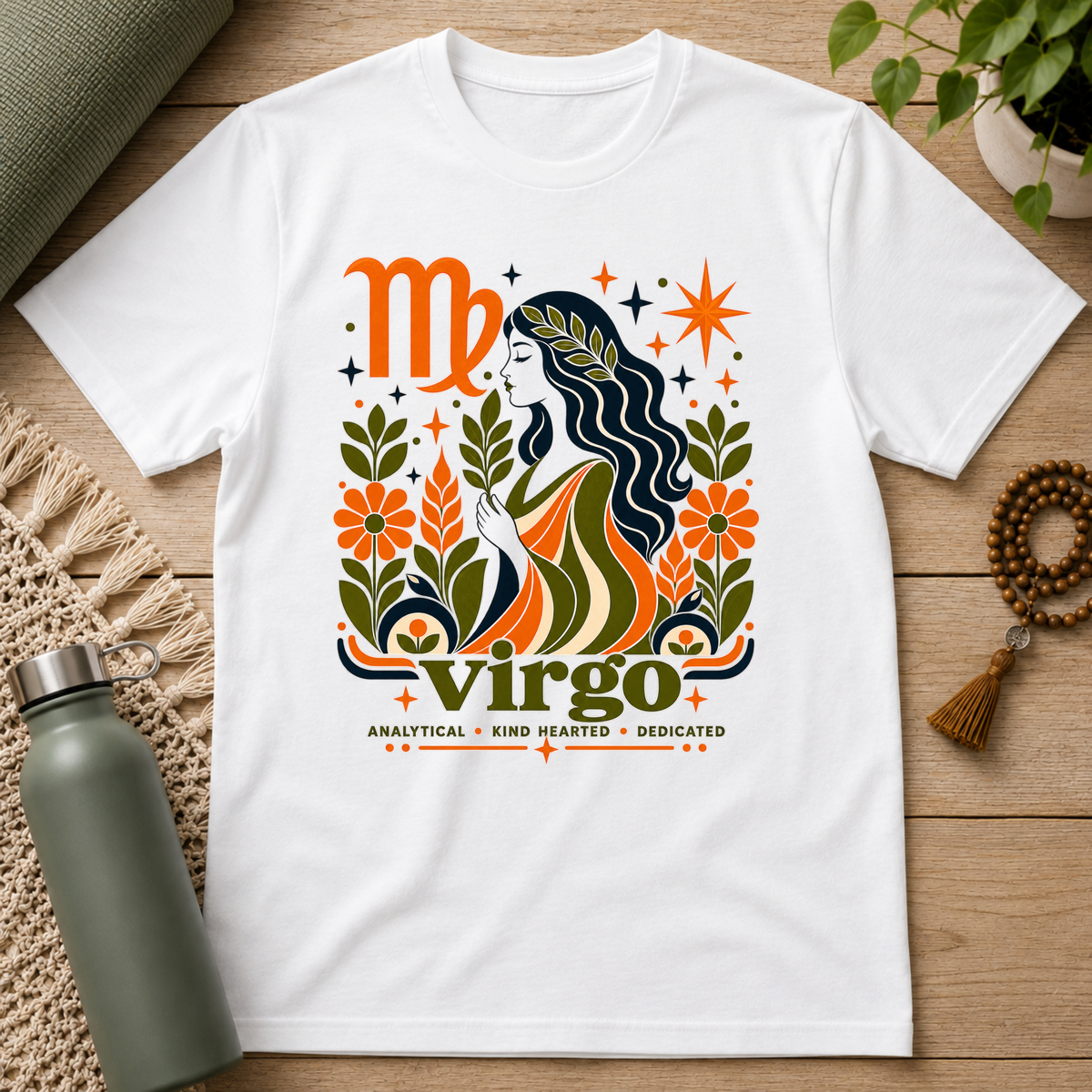 Virgo Zodiac T-Shirt — Retro Floral Virgo Girl Astrology Tee