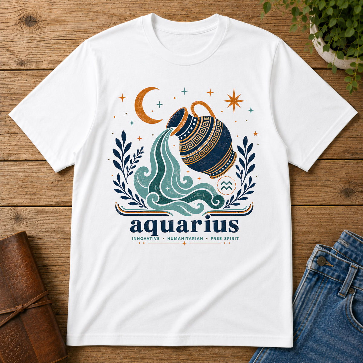 Aquarius Zodiac T‑Shirt — Water Bearer Graphic Tee