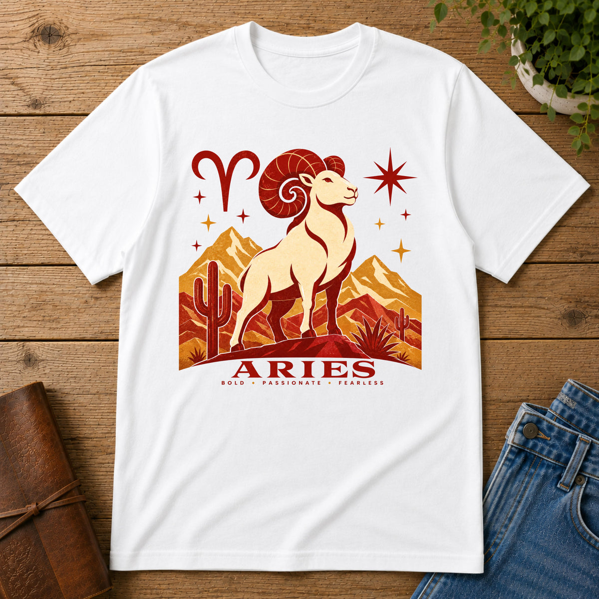 Aries Zodiac T‑Shirt — Vintage Ram Astrology Tee