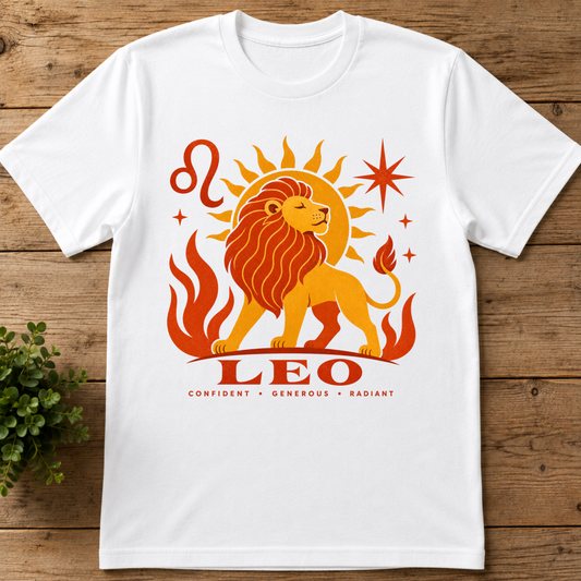Leo Zodiac T-Shirt — Retro Sun Lion Astrology Tee
