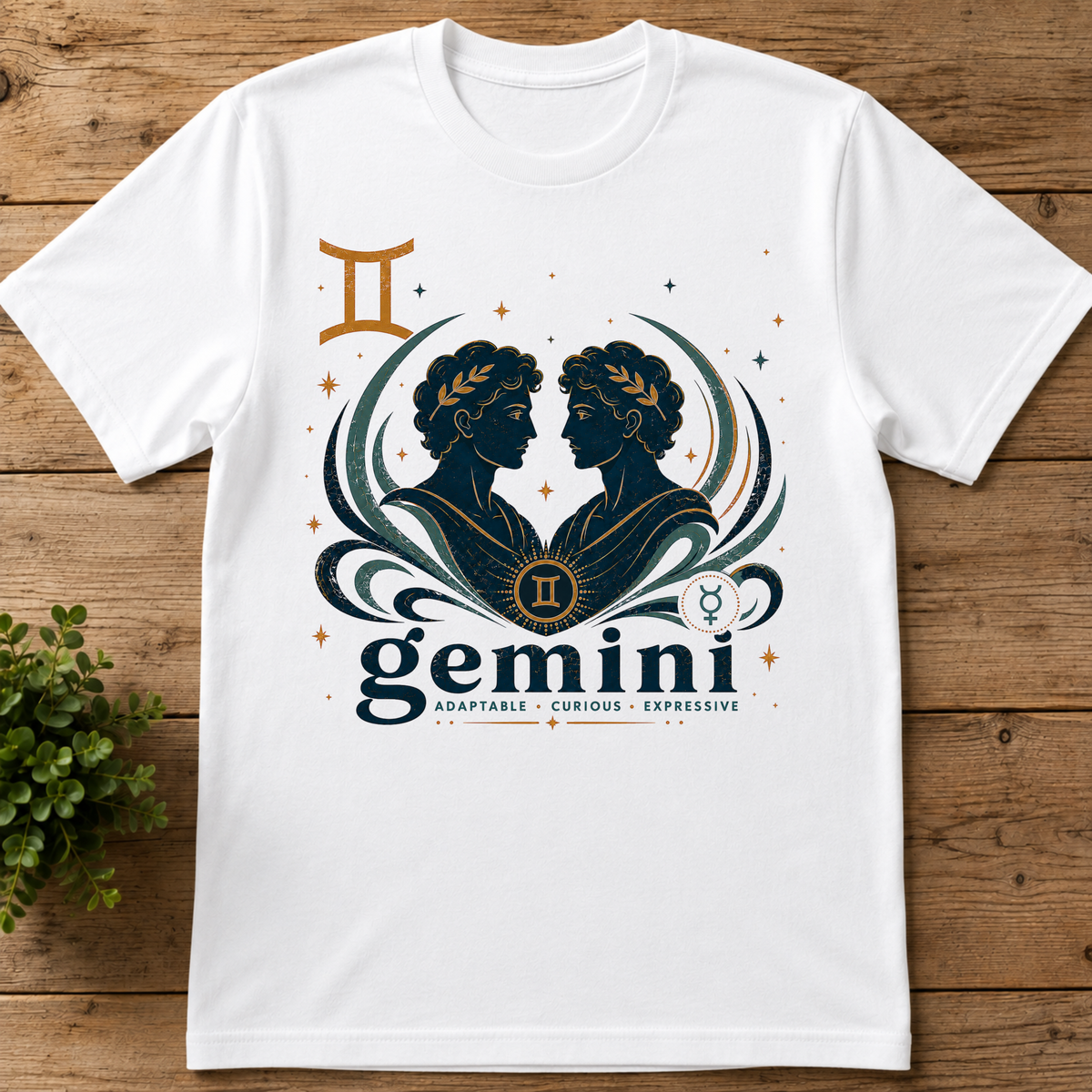 Gemini Zodiac T-Shirt — Twin Silhouette Astrology Tee