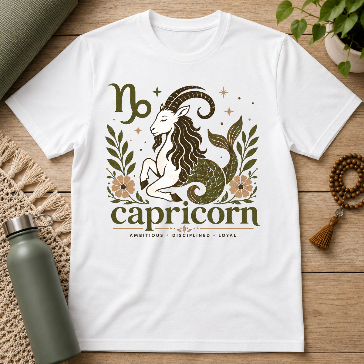 Capricorn Zodiac T-Shirt — Elegant Goat Constellation Design