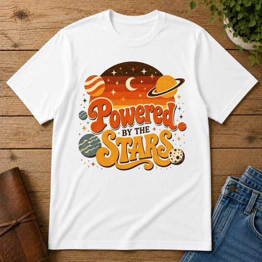 Powered by the Stars T-Shirt — Retro Space Graphic Tee