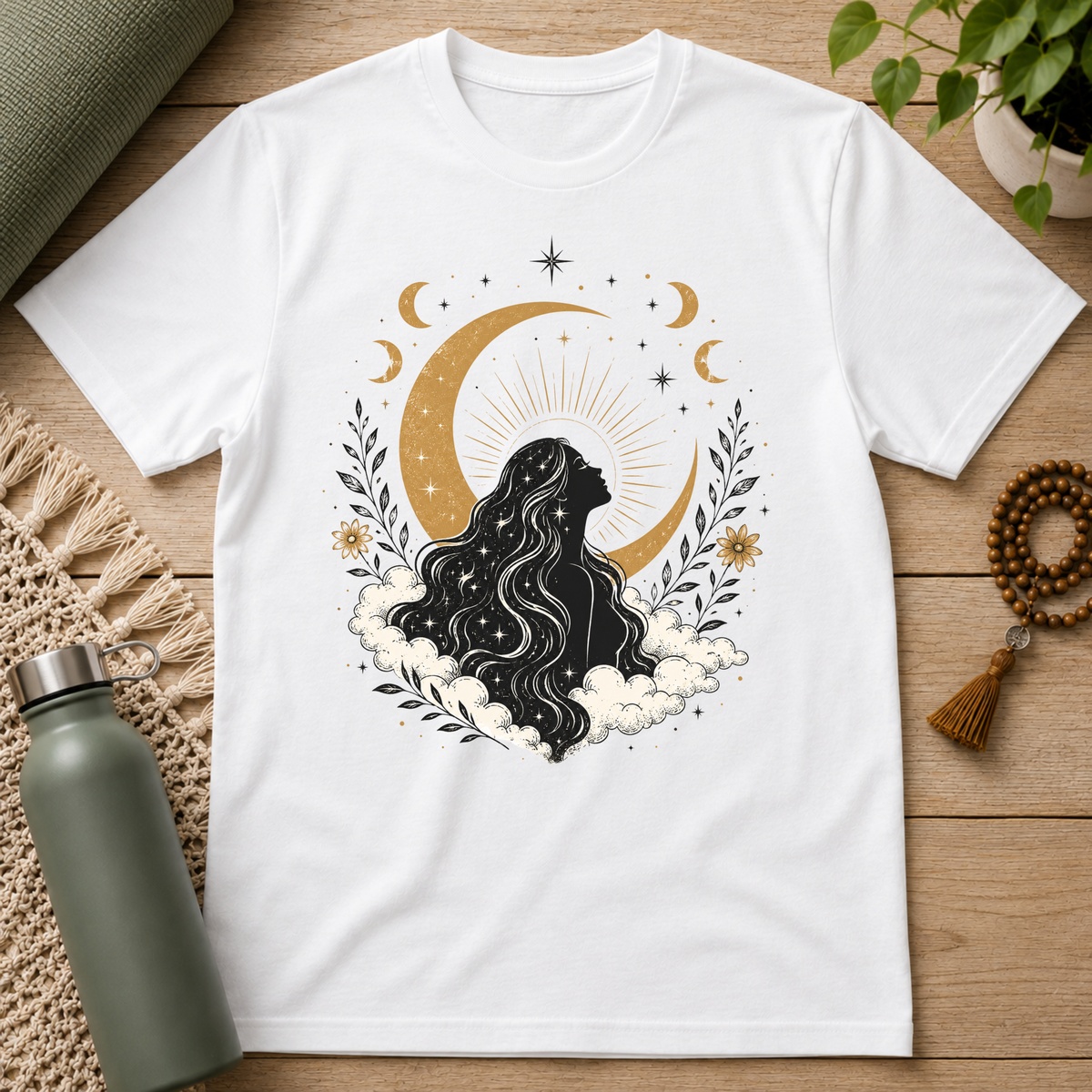 Celestial Moon Goddess T-Shirt — Boho Astrology Tee