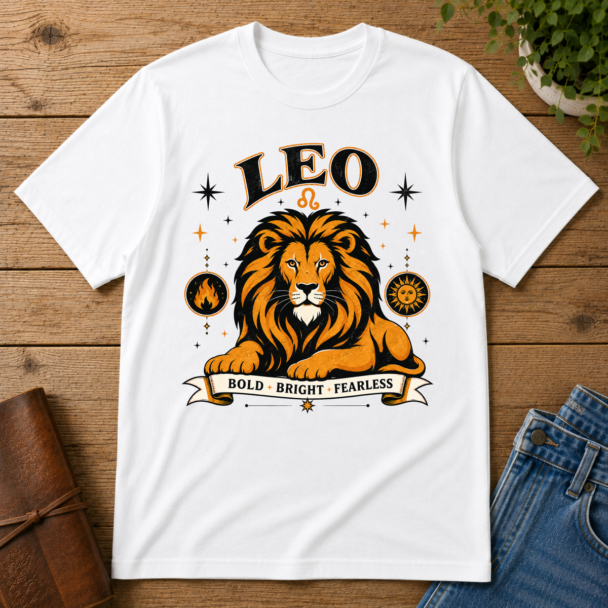 Leo Zodiac T-Shirt — Bold Bright Fearless Lion Horoscope Tee