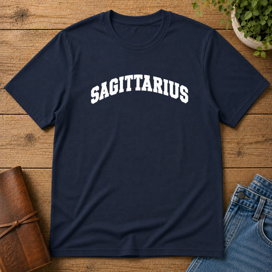 Sagittarius Zodiac T‑Shirt — Bold Collegiate Horoscope Tee