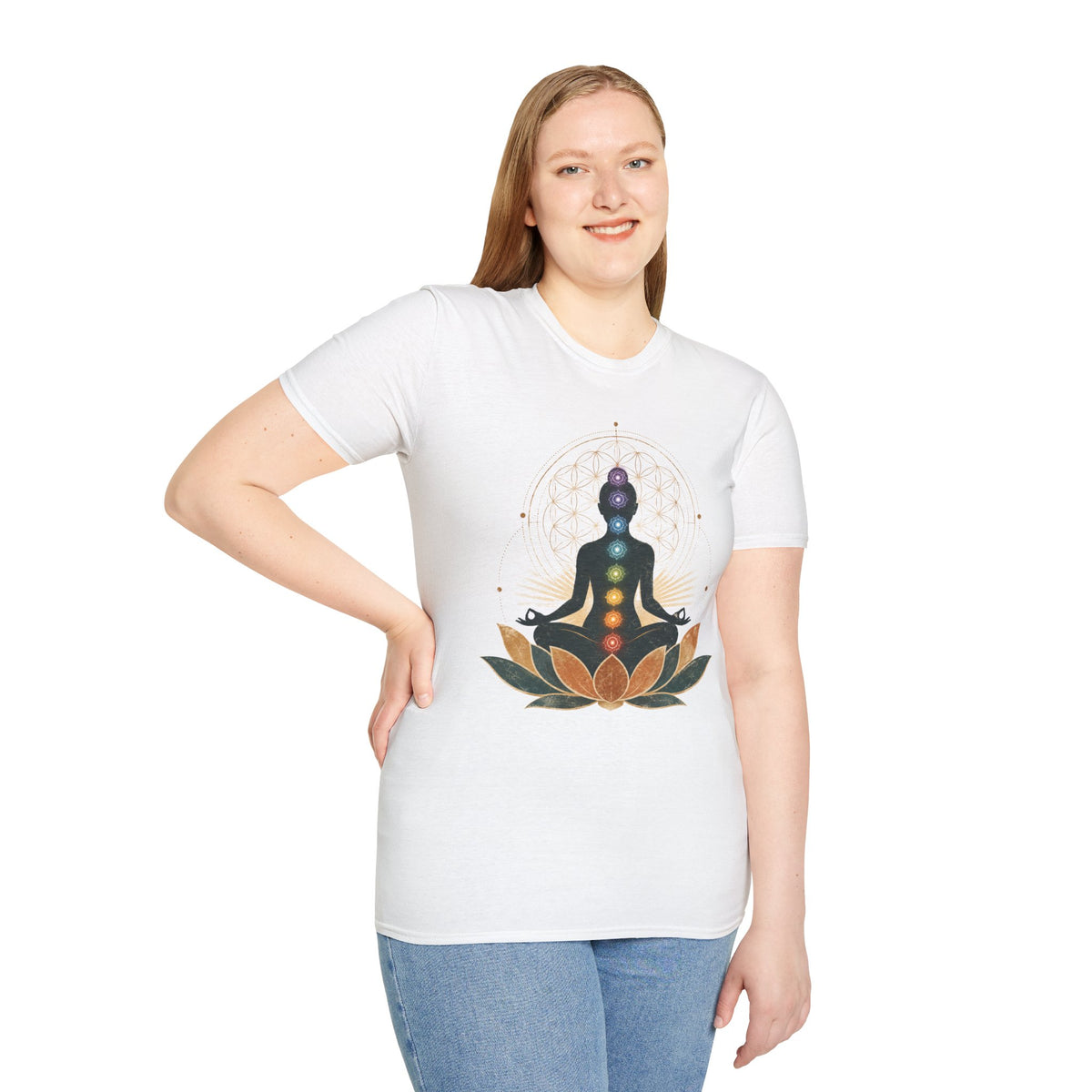 Chakra Meditation T-Shirt — Lotus & Flower of Life Yoga Tee