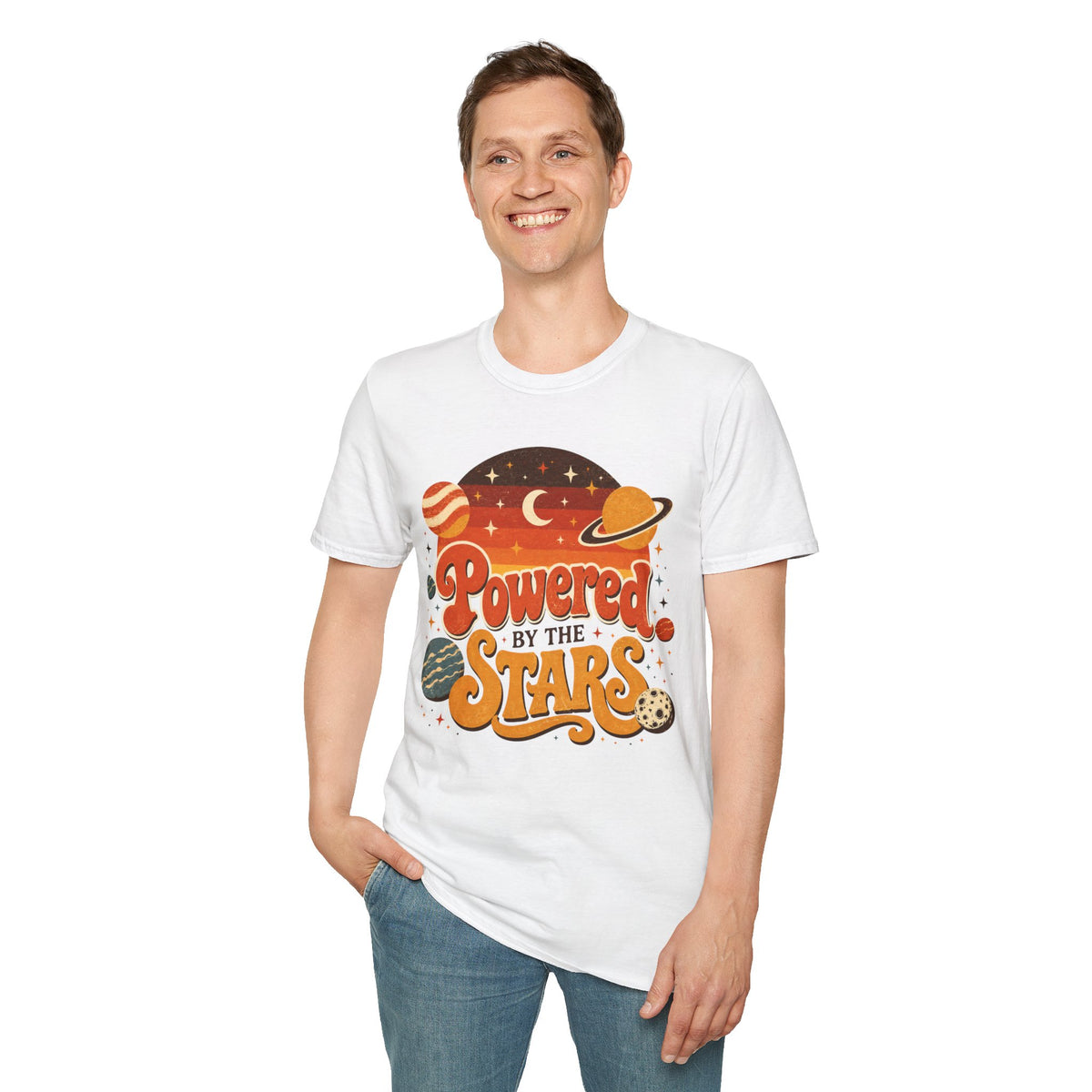 Powered by the Stars T-Shirt — Retro Space Graphic Tee