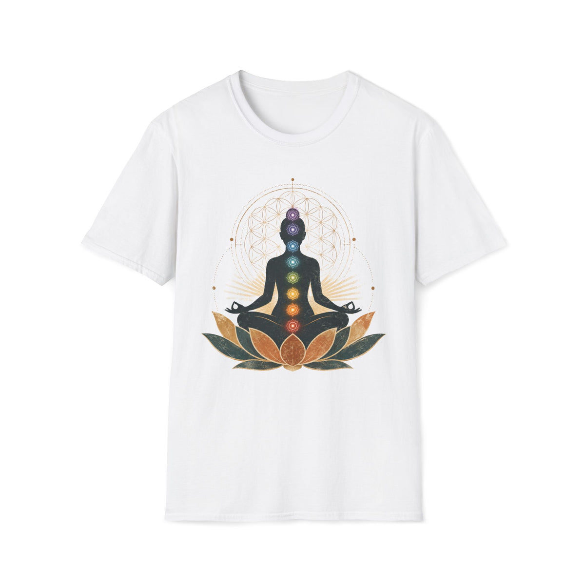 Chakra Meditation T-Shirt — Lotus & Flower of Life Yoga Tee